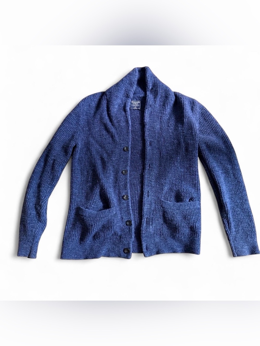 Abercrombie & Fitch Navy Ribbed Shawl Cardigan